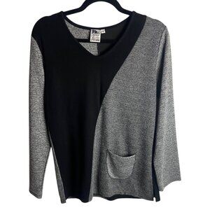 Parsley and Sage Size S Black Grey Asymmetrical Artsy Top Long Sleeve Lagen Look
